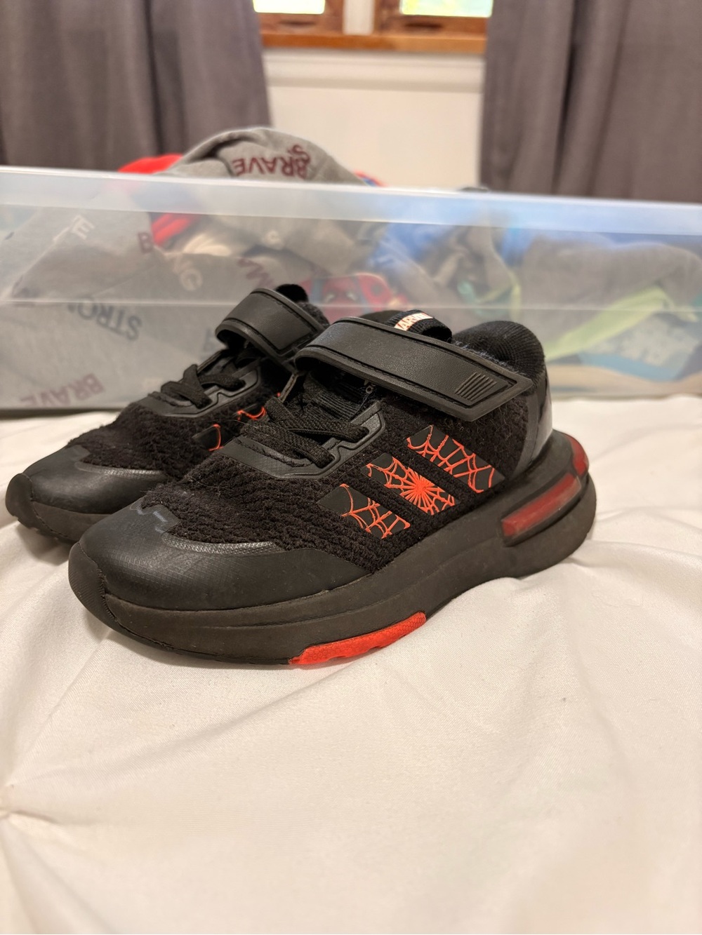 Kids Black and Red Spider-Man Adidas